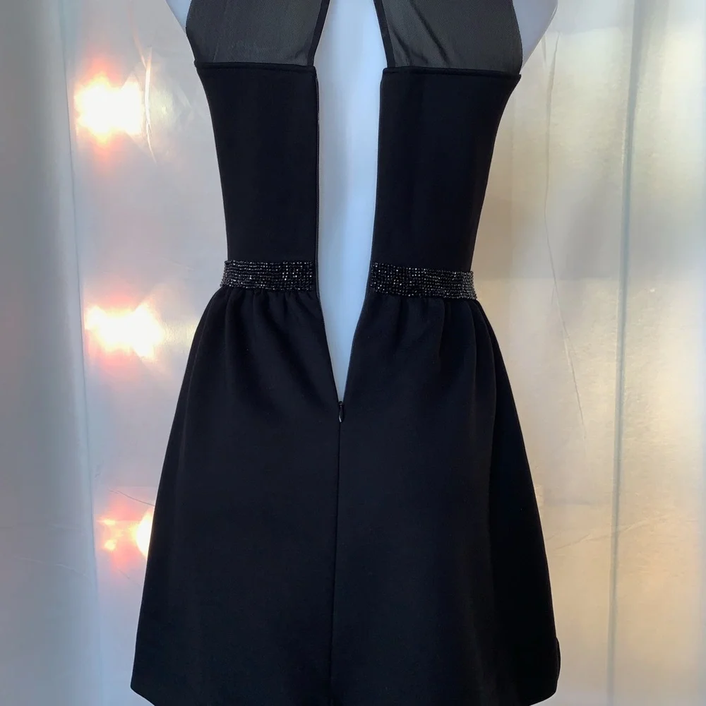 Maje black illusion neckline dress with rhinestones, size 1 (XS-S) - Picture 8 of 8